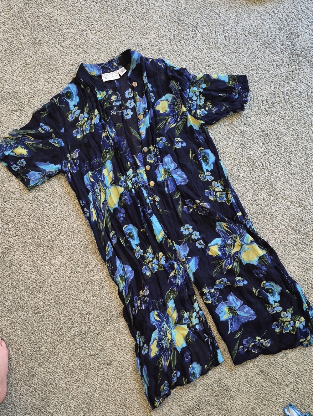 Girls Navy Blue Floral Pajama Romper